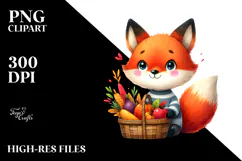 Cute Baby Fox with Quirky Artistic Style PNG Product Image 2