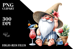 Gnome Drinking Cocktail, PNG Product Image 2