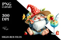 Whimsical Gnome with Cocktail, High-Res PNG Product Image 2