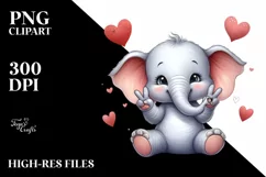 Detailed Elephant Smiling with Love Sign | Clipart Product Image 1