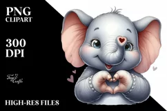 Detailed Elephant Smiling with Love Sign | Clipart Product Image 1