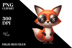 Expressive Cartoon Fox Sunglasses PNG Product Image 2