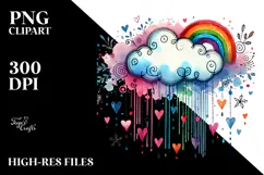 Simple Digital Painting Moon with Hearts PNG Product Image 2