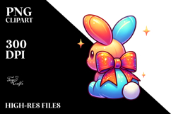 Colorful Stylized Sitting Bunny PNG Product Image 2