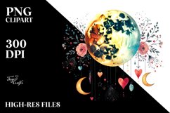 Colorful Moon Hearts PNG Product Image 2