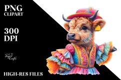 Colorful Pastel Image of Baby Highland Cow with Paso Doble Product Image 1