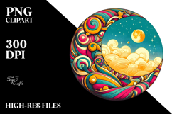 Vibrant Half Moon with Stars PNG Product Image 2