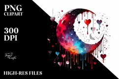 Half Moon with Blood and Hearts PNG Product Image 2