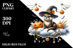 Otter Dressed for Halloween on Cloud PNG Product Image 2