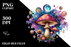 Magical Celestial Mushroom, Vibrant PNG Product Image 2