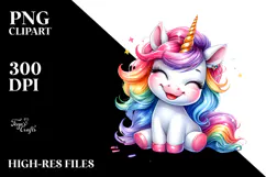 Smiling Baby Unicorn, Vibrant PNG Product Image 2