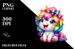 Smiling Baby Unicorn, Vibrant PNG Product Image 2