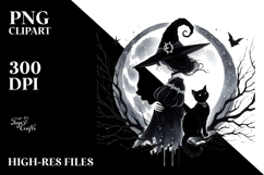 Gothic Witch with Cat PNG Product Image 2