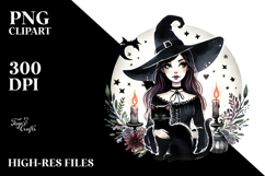 Gothic Witch with Cat PNG Product Image 2