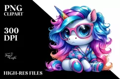 Sitting Cute Unicorn Clipart PNG Product Image 3