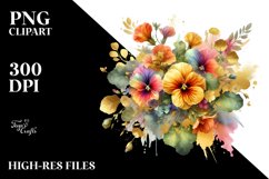 Colorfull Watercolor Bouquet with Nasturtium | Sublimation | Product Image 3