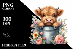 Cute Baby Highland Cow with Flowers Product Image 1