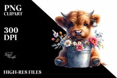 Cute Baby Highland Cow, PNG Product Image 3