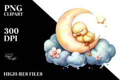 Sleeping Baby Duck on Moon, Transparent PNG Product Image 2