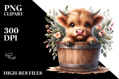 Cute Baby Highland Cow Coming Out, Transparent PNG Product Image 2