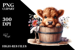 Cute Baby Highland Cow Coming Out, Transparent PNG Product Image 2