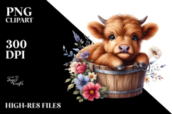 Cute Baby Highland Cow Coming Out, Transparent PNG Product Image 2
