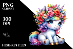 Cute Baby Unicorn with Cool Haircut PNG Product Image 2