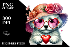 Colorful Puppy with Heart Sunglasses PNG Product Image 2