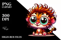 Colorful Baby Tiger | Sublimation Clipart Product Image 1