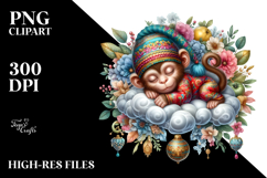 Cute Baby Monkey Christmass Clipart Product Image 2