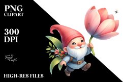 Adorable Gnome with Tulip, PNG Product Image 2