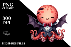 Funny Cute Octopus Dressed as a Vampire | Clipart Product Image 2
