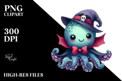 Funny Cute Octopus Dressed as a Vampire | Clipart Product Image 2