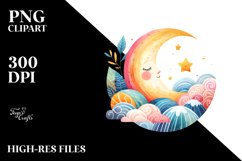 Colorfull Smiling Moon PNG Product Image 2