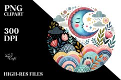 Colorfull Smiling Moon PNG Product Image 2