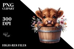 Cute Baby Macaw in Wood Bucket PNG Product Image 3