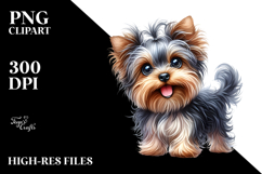 Happy Yorkshire Terrier Watercolor PNG Product Image 2