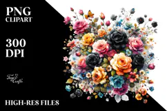 Colorful Pastel Black Roses PNG Product Image 2