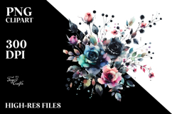 colorful Black Roses on White PNG Product Image 2