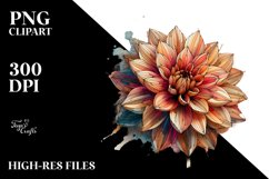 Abstract Stained Watercolor Dahlia Clipart Product Image 1