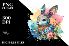Colorful Diamond Bunny PNG Product Image 2