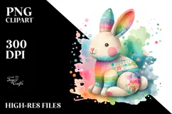 Colorful Bunny Wood PNG Product Image 2