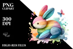 Colorful Bunny Wood PNG Product Image 2
