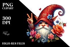 Valentines Gnome Digital Painting Watercolor PNG Product Image 2