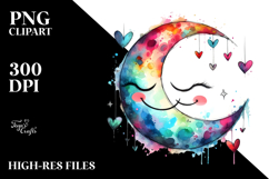 Scribbled Digital Painting Moon Watercolor PNG Product Image 2