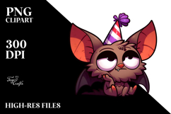Silly Cartoon Bat with Party Hat PNG Product Image 2
