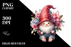 Gnome with Rhododendron Floral Frame PNG Product Image 2