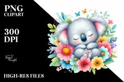 colorful Baby Koala Flower Clipart Product Image 3