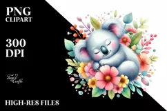 colorful Baby Koala Flower Clipart Product Image 3