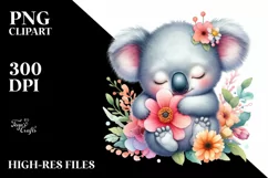 colorful Baby Koala Flower Clipart Product Image 3